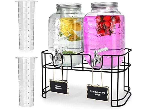 DD&HAPP Glass Drink Dispenser W/ Stand