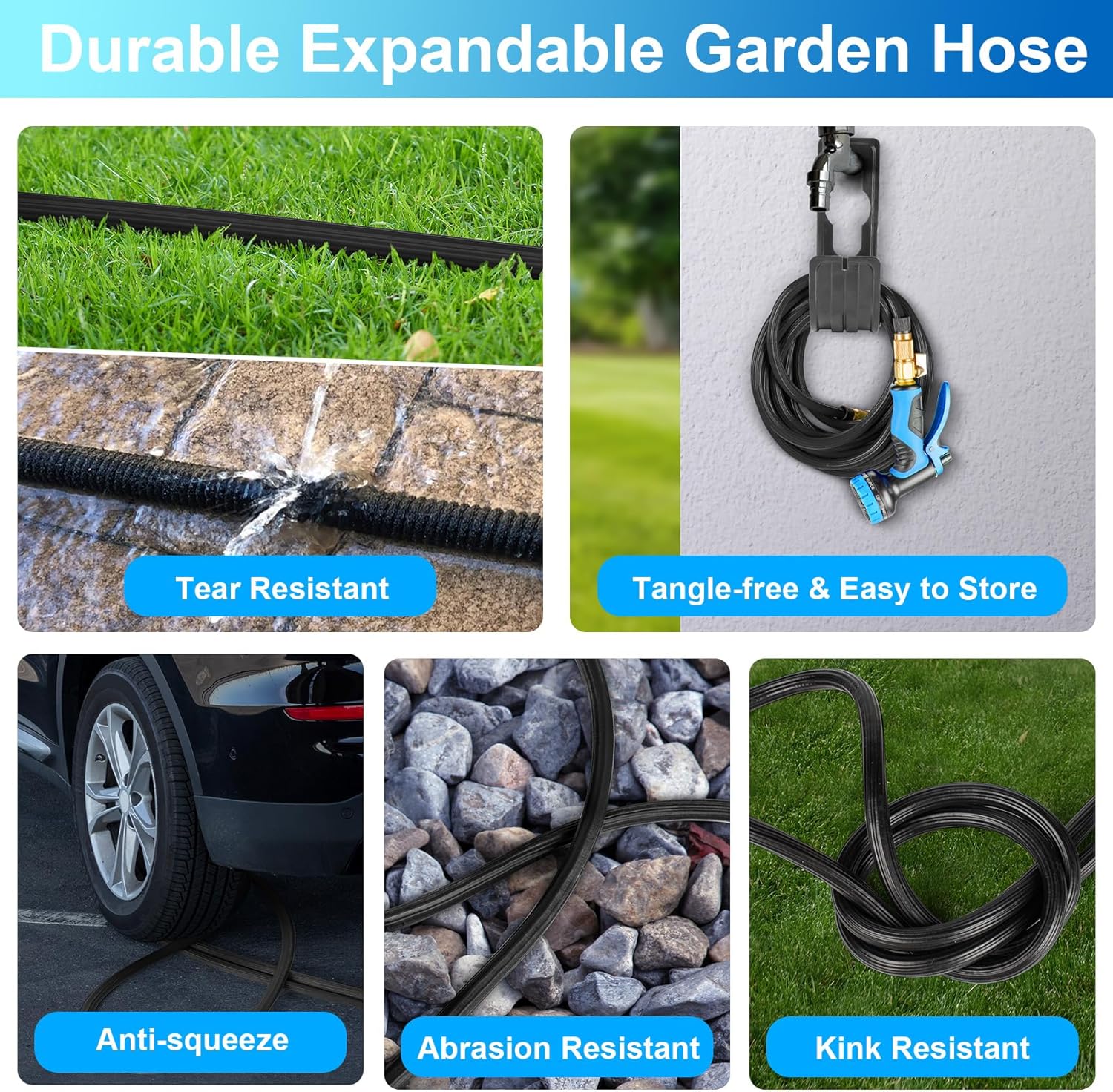 Expandable Garden Hose 25ft w/ 10 Nozzle - Gallery 8