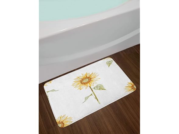 Ambesonne Sunflower Bath Mat, Sunflowers Wate