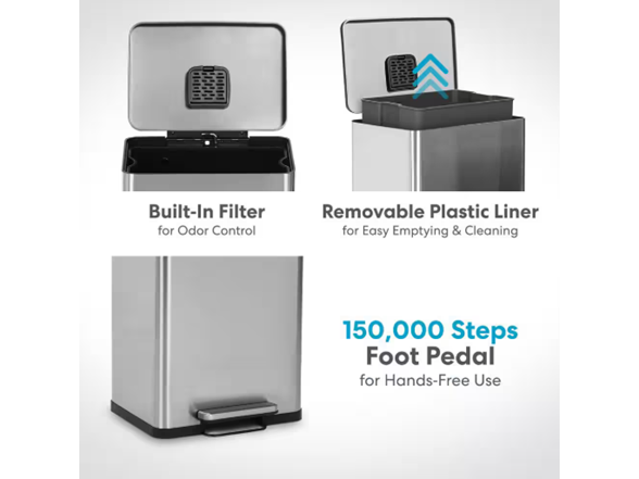 SIMPLI-MAGIC 50L Smudge Resistant Trash Can