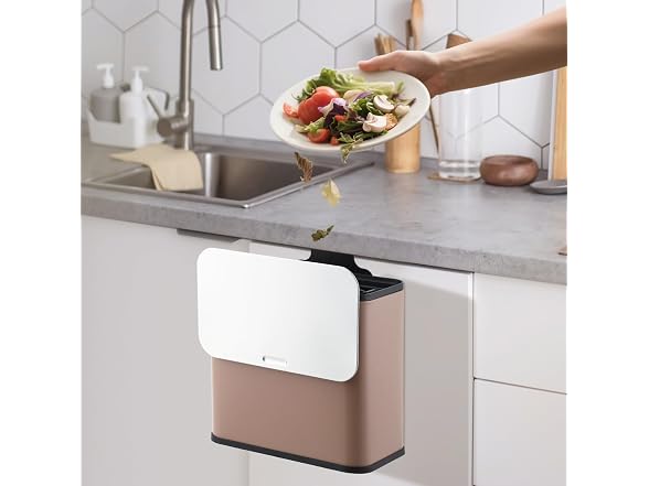 OUTLANE 1.3 Gal Hanging Trash Can Brown