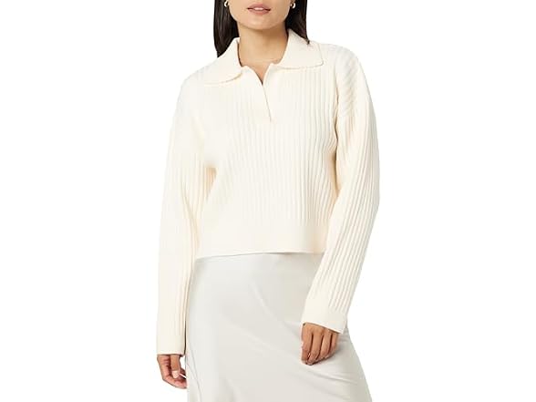 The Drop Women Marcy Ribbed Polo Top