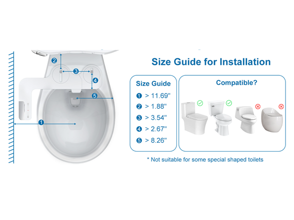 Bidet Attachment for Toilet Seat, Dual Nozzle Rear