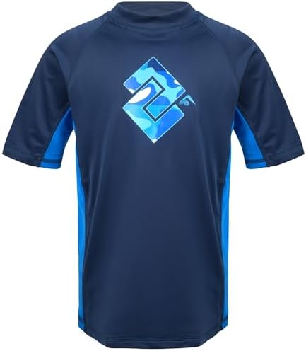 Kanu Surf boys Haywire Upf 50+ Sun Protective Rashguard Swim Rash Guard Shirt, Surf Camo Navy, 14-16 US