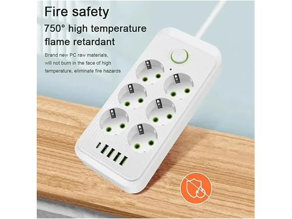 ZRATFWLJMDK CON-111 Power Strip 2M Cord, 6 Outlets 4 USB