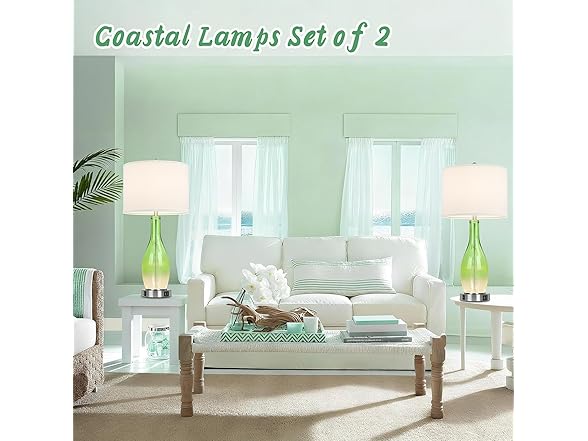 BesLowe Tall Glass Table Lamps Set of 2