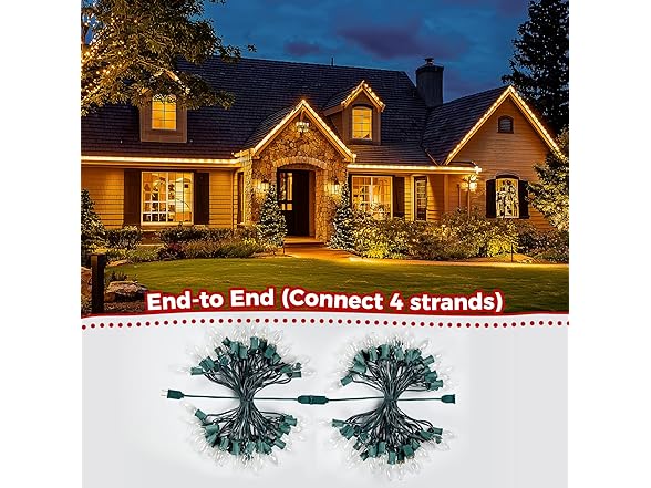 Minetom Minetom C9 Clear Christmas String Lights, 50FT