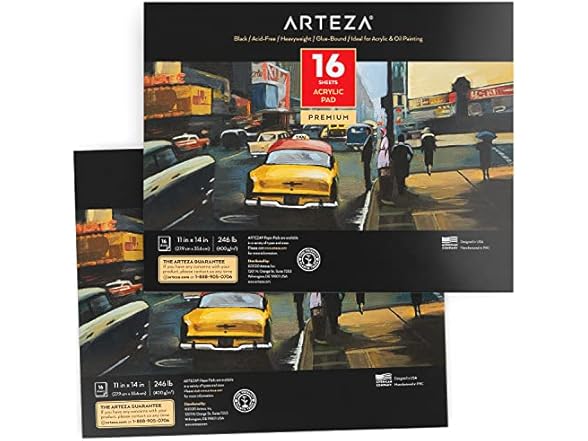 ARTEZA 2-pk Acrylic Paper Pad, 6 x 6 Inches