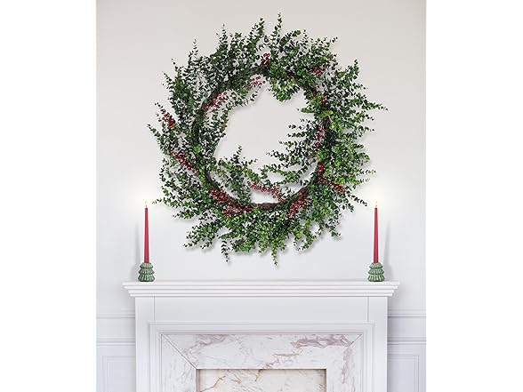 Abbott Collection Extra Large Eucalyptus Faux Wreath with Berries
