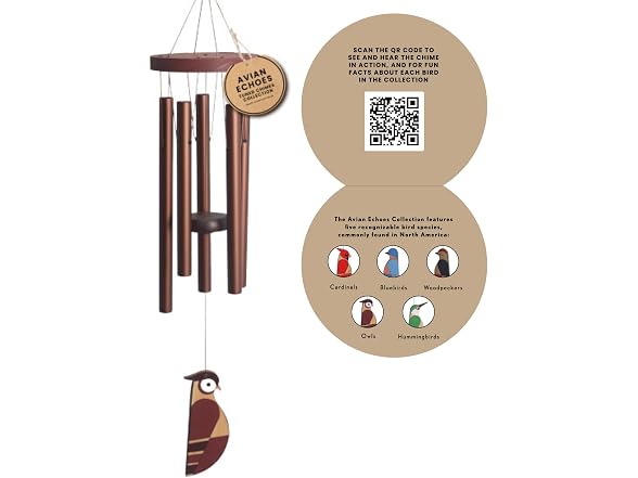 Red Carpet Wind Chimes Owl 36in