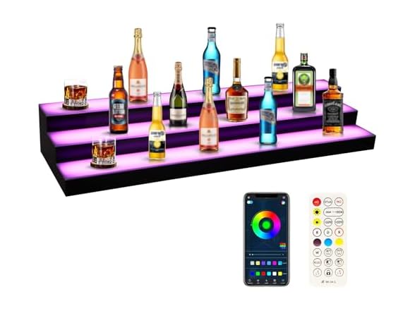 Dollate 3 Tier 40 Inch LED Lighted Liquor Bottle Display