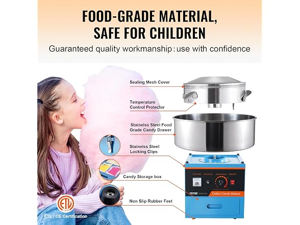 Electric Cotton Candy Machine, 1000W Candy #3