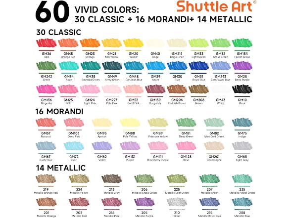 60 Colors Brush & Fine Tip Acrylic
