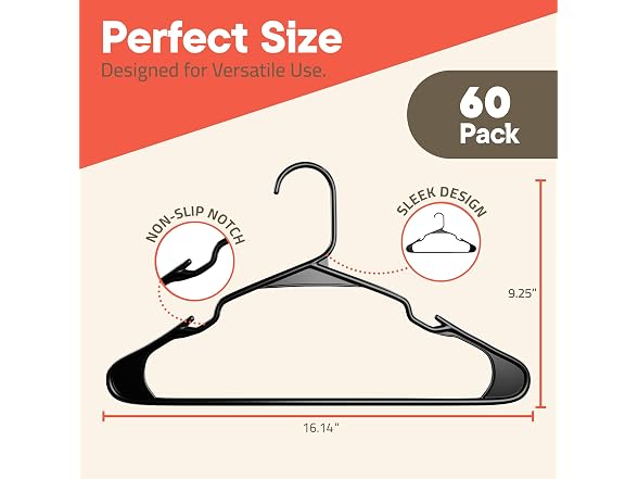 Black Plastic Hangers 60 Pack