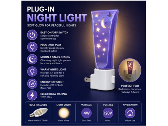 Celestial Plug-In Night Light Star & Moon