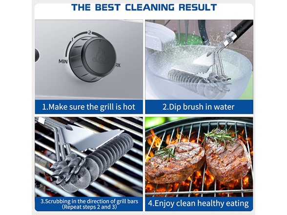 17" Stainless Steel Grill Brush and Scraper Bristle Free - Gallery 2