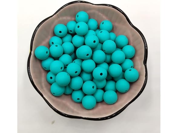 50pcs Turquoise Color Round Silicone Beads 15mm