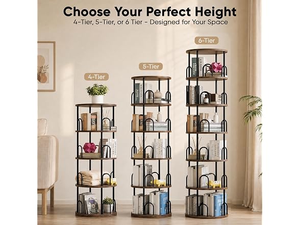 Arbcoler 5-Tier Rotating Bookshelf
