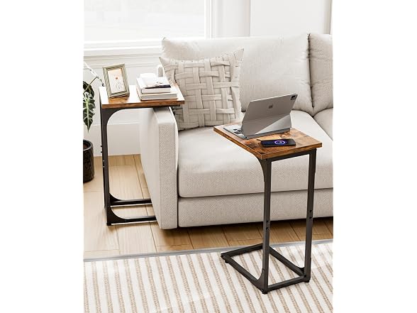 RISWER C-Shaped Side Table - Rustic