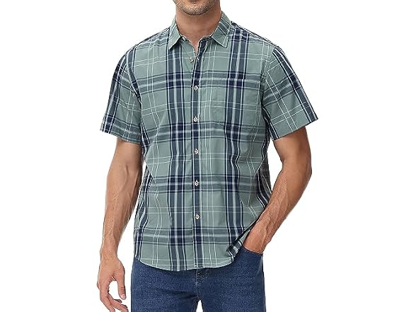 Mcedar Men (M) Slim Button Down Shirts Short Shirt