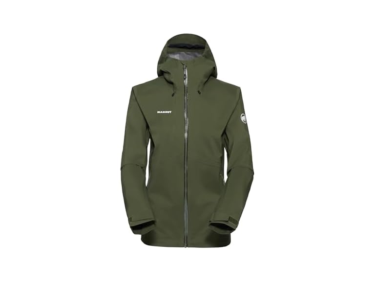 Mammut Outdoor Womens Hardshell Hooded Jacket, Waterproof, Dark Marsh, Large