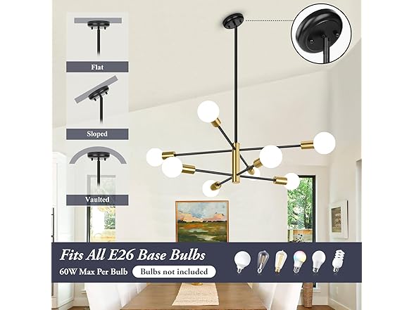 BesLowe 8-Light Modern Sputnik Chandelier
