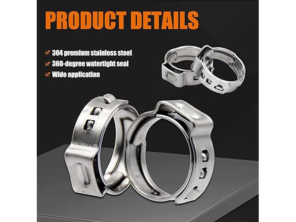 3/8" PEX Cinch Clamp Rings 100 Pack