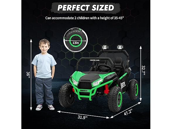 24V 2 Seater Ride On Car, XXXL Off-Road Utv for Kids Green