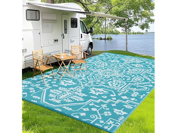 8x10 Outdoor Rug Plastic Straw Blue