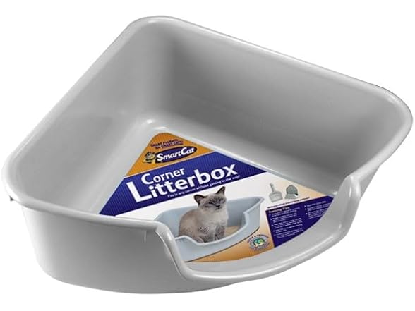 SmartCat Corner Litter Box, Gray