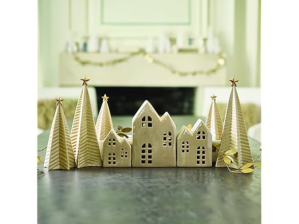 3-Piece Ceramic House Holiday Décor Set