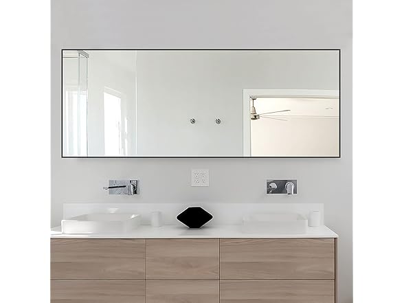 PexFix 65"x22" Floor Mirror, Black