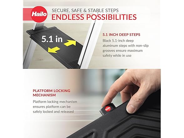 Hailo L100 Topline 4-Step Aluminum Step Ladder