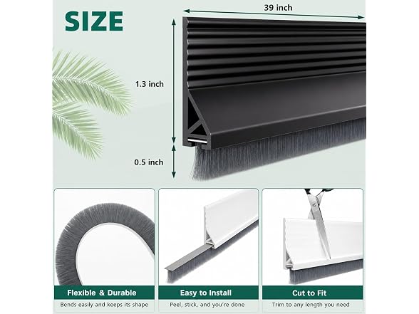 Vannesse GAR-107 (2 Pack) 39in Door Sweep Draft Stopper