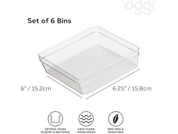 Oggi Clear Drawer Organizer - 6" X 6.25"