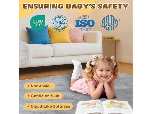 Yozoia Grey Baby Play Mat 50" x 50"