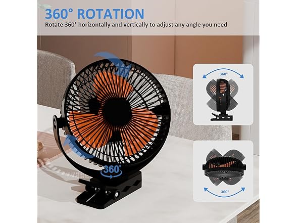 TUIAIAO Rechargeable Portable Clipon Fan
