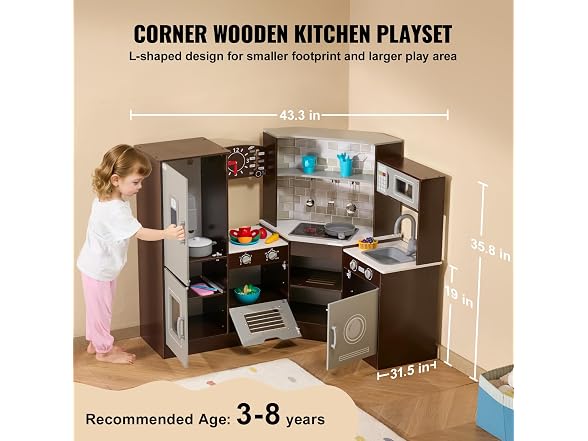 G3355-ZTCFWJTZZJSMU245GV9-S1 VEVOR Corner Wooden Play Kitch