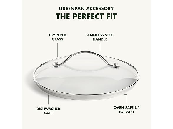 GreenPan 8.5" Universal Glass Lid with Stainless Steel Handle
