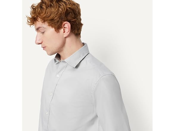 Amazon Essentials Men Stretch Wrinkle Shirt Grey