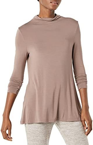 Amazon Essentials Women's Jersey Long-Sleeve Mock Neck Swing Tunic (Previously Daily Ritual), Dark Taupe, XX-Large