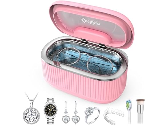 Onlikin Ultrasonic Pink Jewelry Cleaner