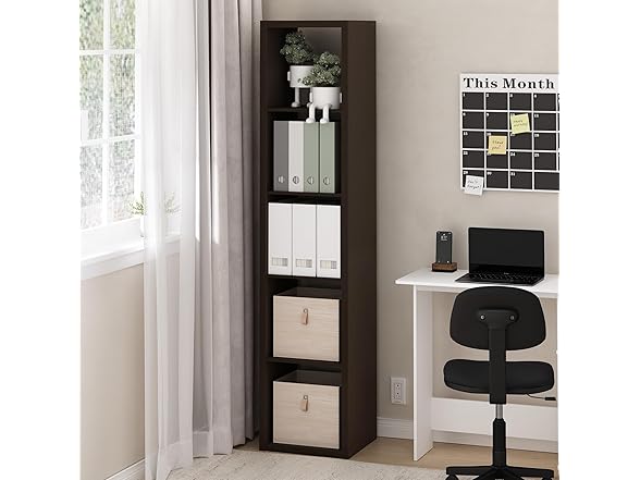 Furinno CUBICLE Book Shelf, 5-Cube Vertical