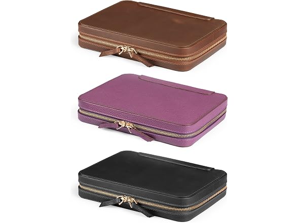 Londo Genuine Leather Travel Jewelry Case Purple