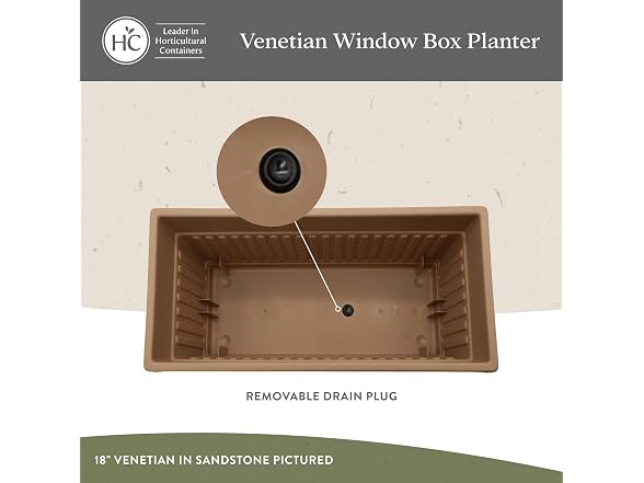 Venetian Window Planter Box w/Drain Plug