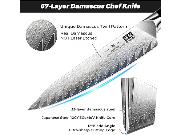 SHAN ZU 6" Damascus Chef Knife