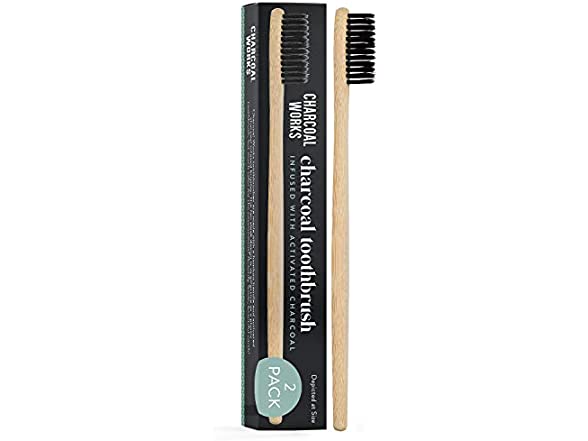 Charcoal Works Bamboo Toothbrush 2pk