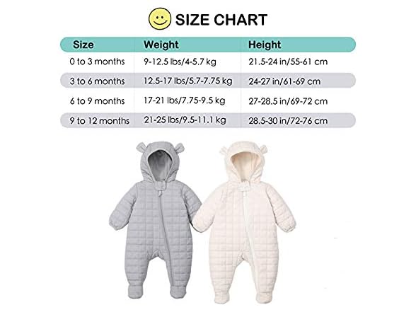 DDY (0-3 MOS) Baby Girl Boy Snowsuit Jumpsuit