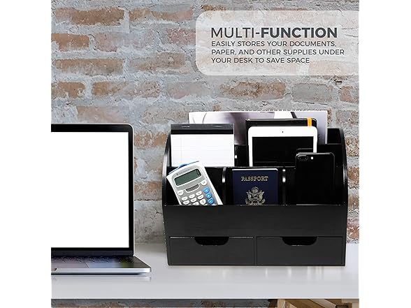 Rustic Wood Desk Organizer & Mail Rack