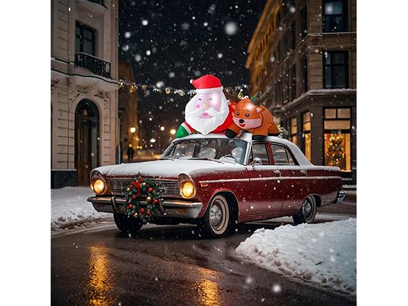 Zone Tech CR0005 6Ft Inflatable Santa and Reindeer